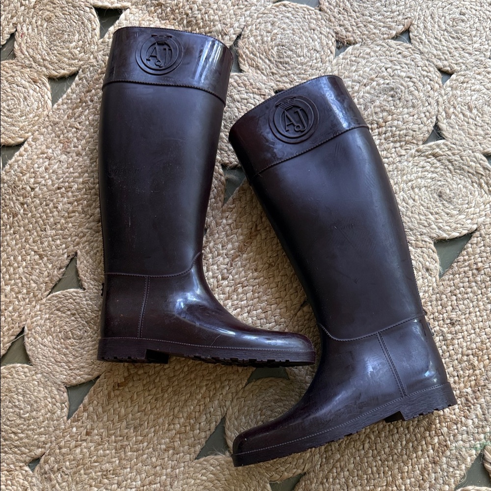 NWOT Monogram Tall Chocolate Brown Rain Boots